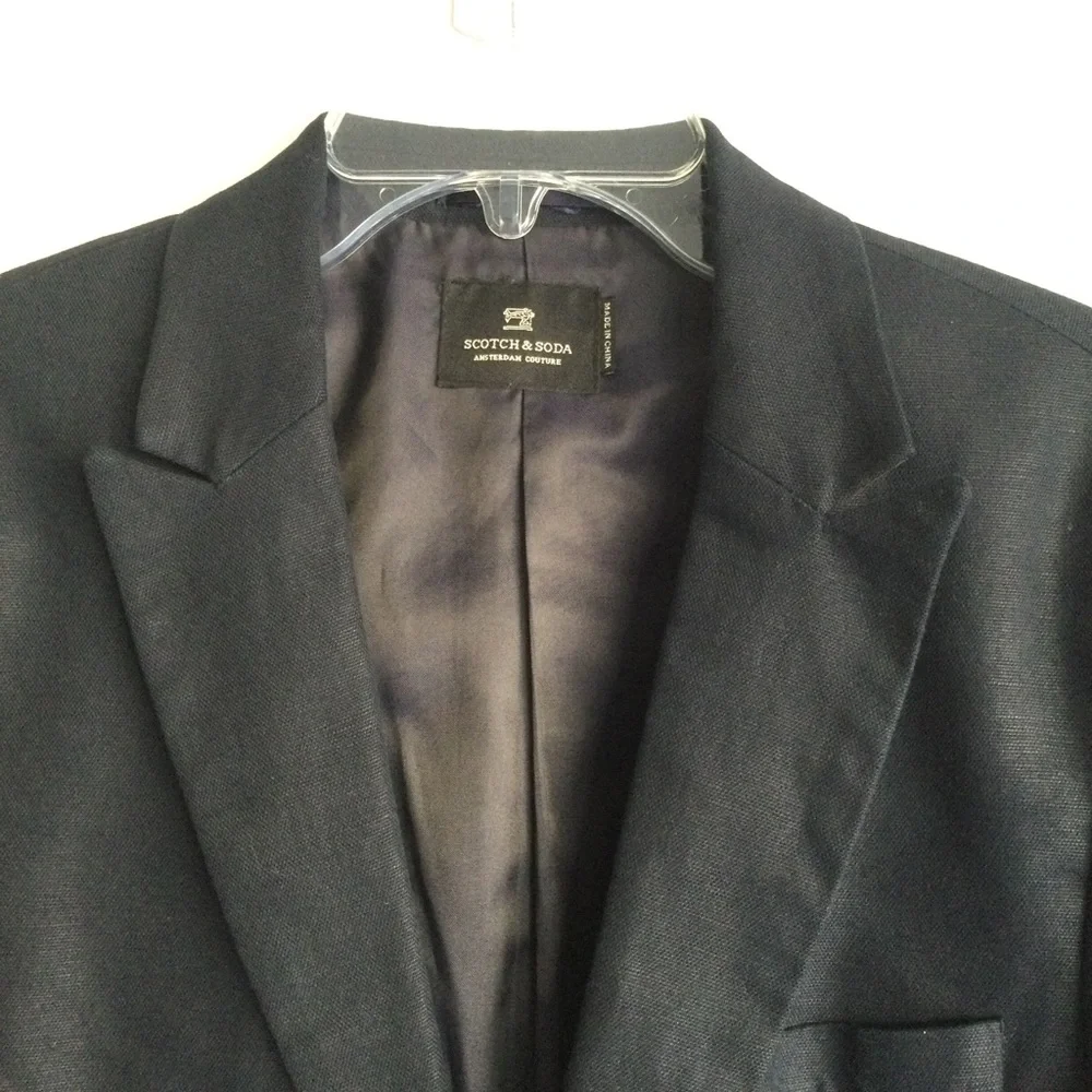 SCOTCH & SODA Men’s Linen Cotton Blend Blazer Navy Blue Sz Large/EU 50